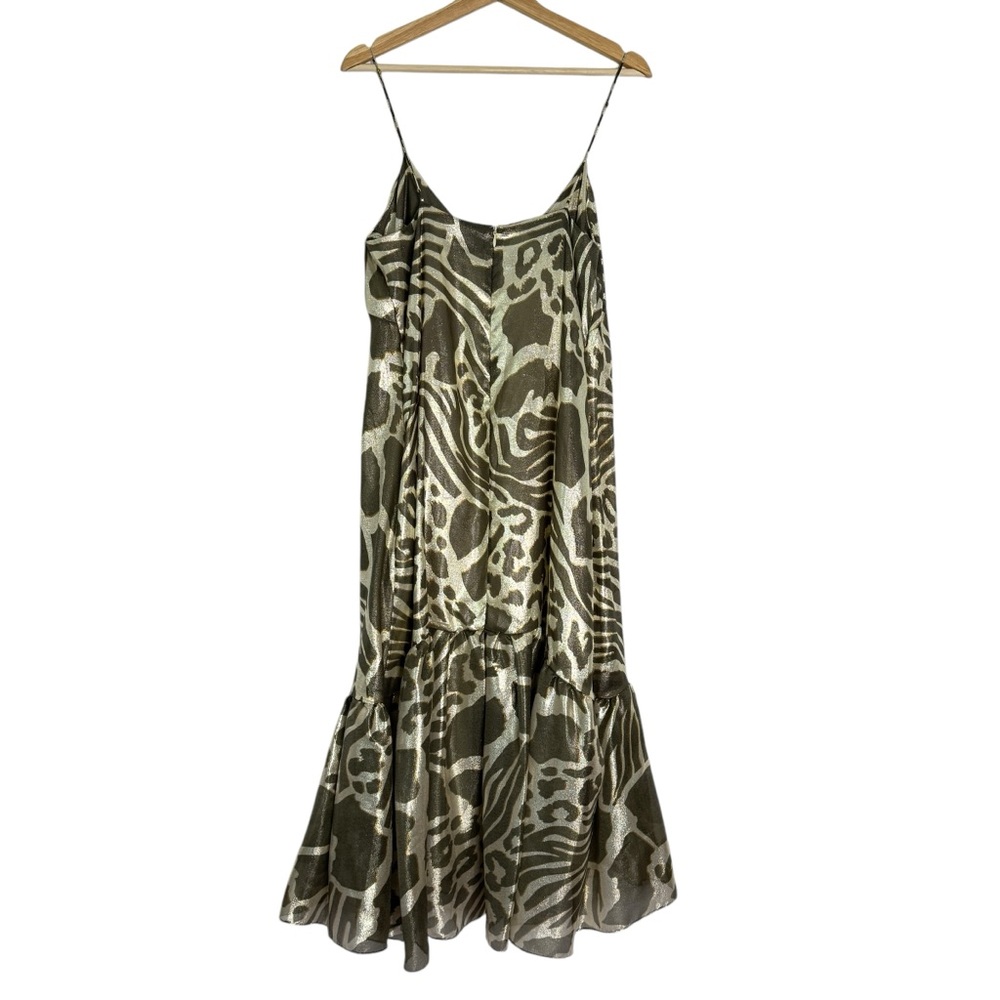 Adam‎ Lippes Ruffled Lamé Midi Dress Silk Blend - Picture 9 of 16